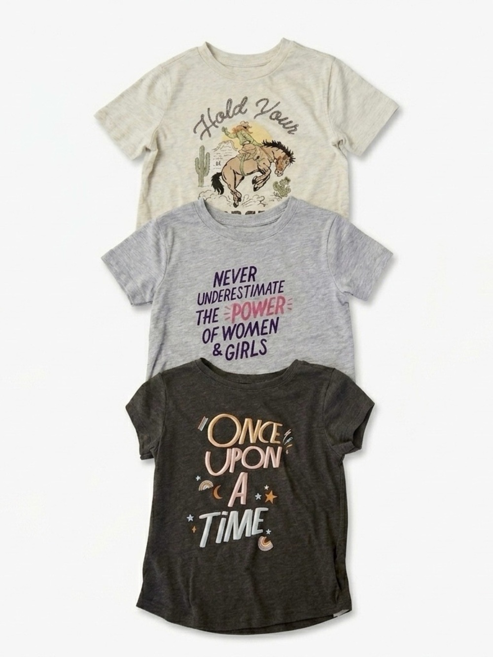 OLD NAVY CARTERS CAT JACK Girls Graphic Tee Bundle Grey Size 5T 3Pk Lot